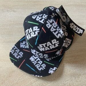NWT Disney Star Wars Logos Black White & Neon Lightsabers Hat One Size Adult